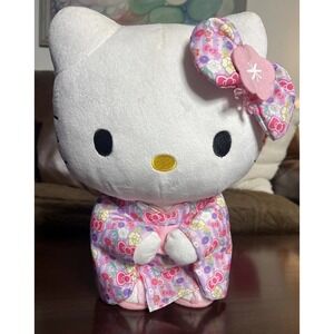 Hello Kitty Authentic Sanrio 2014 11" Pink & Purple Kimono Head Bow Attached